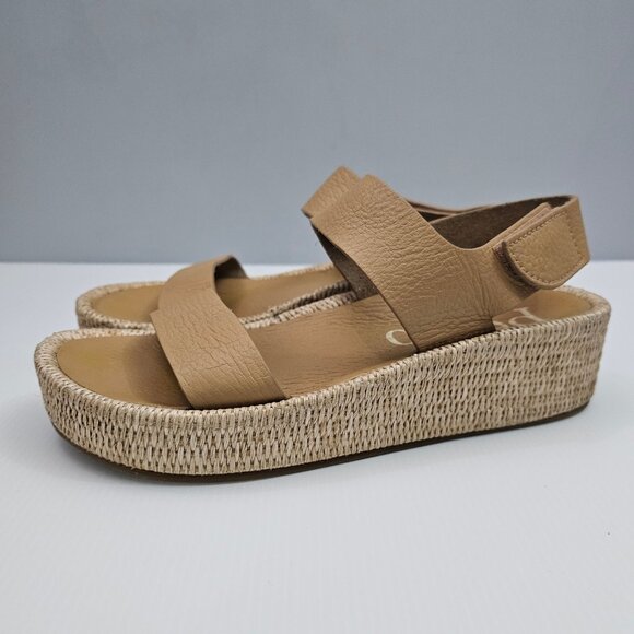 Pedro Garcia Lacey Flatform Sandal Women EU 41 Tan Beige Leather Raffia Platform - Picture 1 of 16